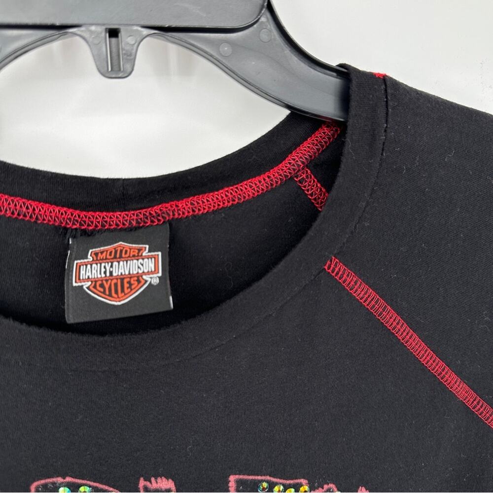Harley-Davidson Rhinestone Skull Graphic Black T-Shirt • Sedona Edition - Picture 8 of 10